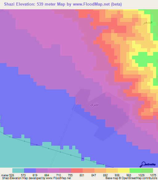 Shazi,Iraq Elevation Map