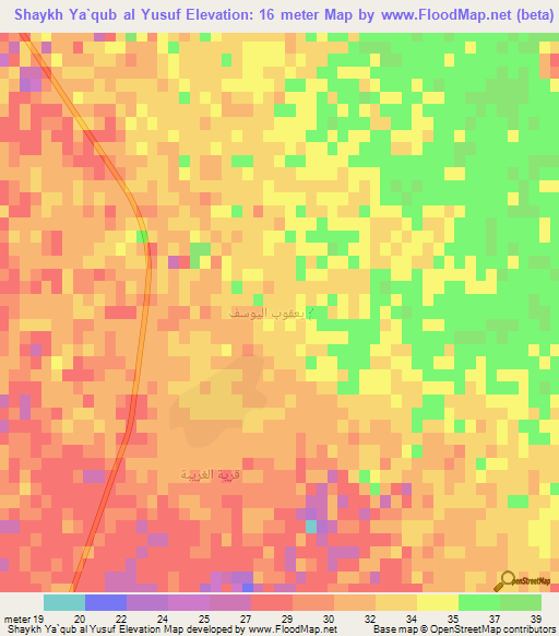 Shaykh Ya`qub al Yusuf,Iraq Elevation Map