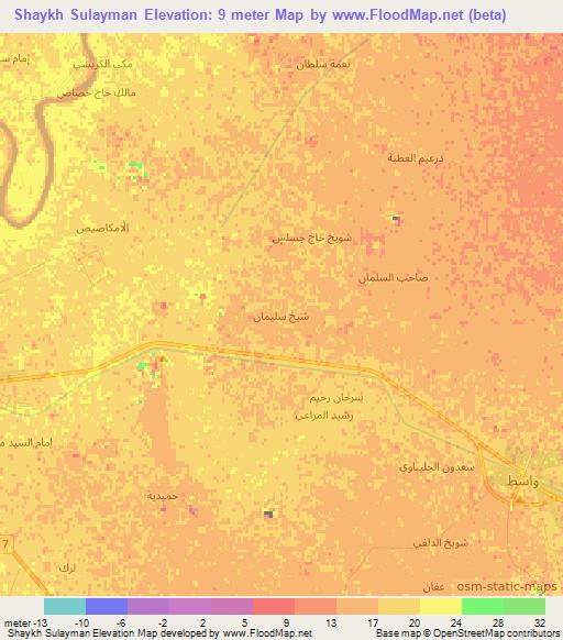 Shaykh Sulayman,Iraq Elevation Map