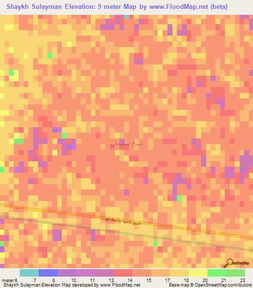 Shaykh Sulayman,Iraq Elevation Map