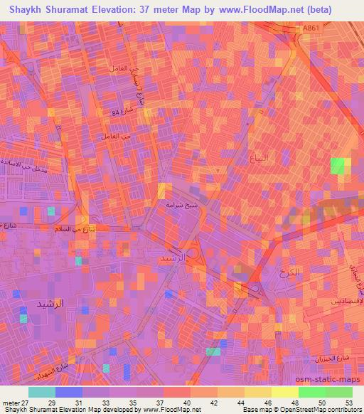 Shaykh Shuramat,Iraq Elevation Map