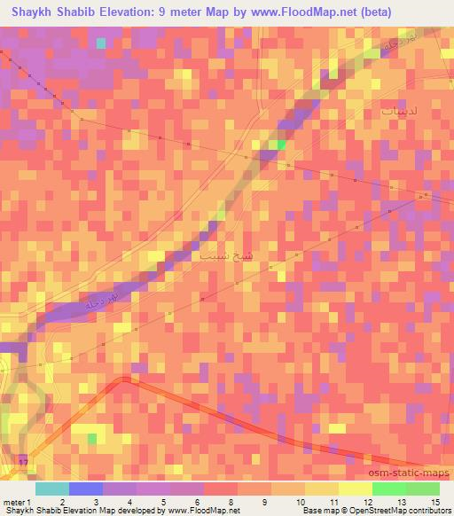 Shaykh Shabib,Iraq Elevation Map
