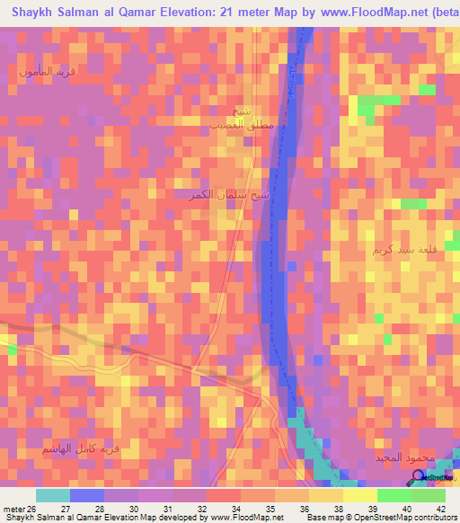 Shaykh Salman al Qamar,Iraq Elevation Map