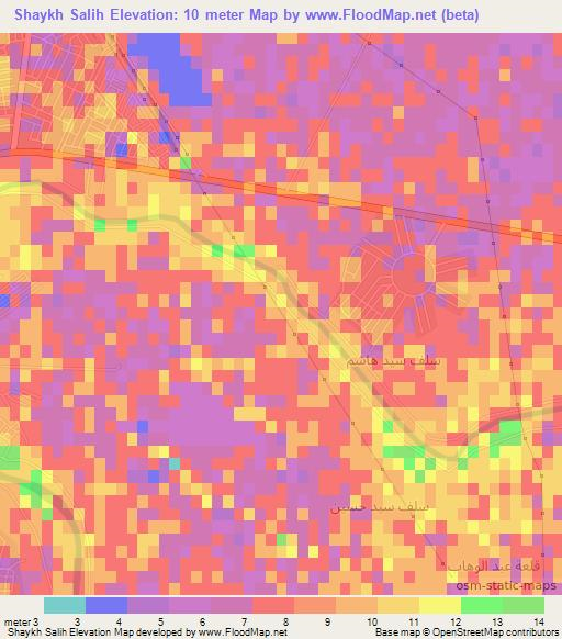 Shaykh Salih,Iraq Elevation Map