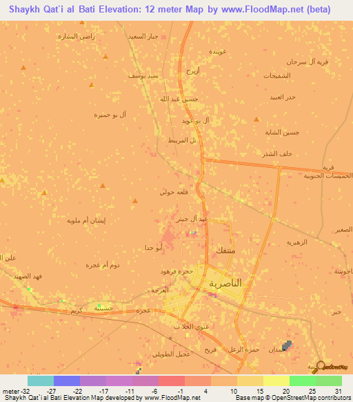 Shaykh Qat`i al Bati,Iraq Elevation Map