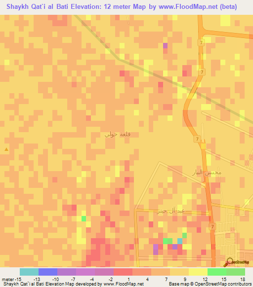 Shaykh Qat`i al Bati,Iraq Elevation Map