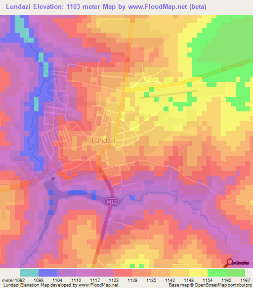 Lundazi,Zambia Elevation Map