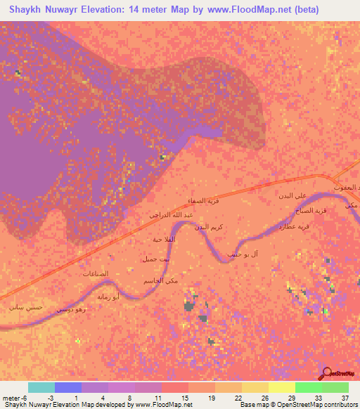 Shaykh Nuwayr,Iraq Elevation Map