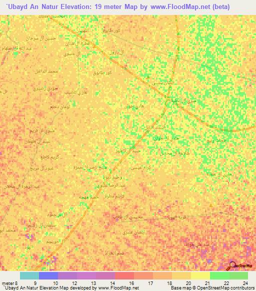 `Ubayd An Natur,Iraq Elevation Map