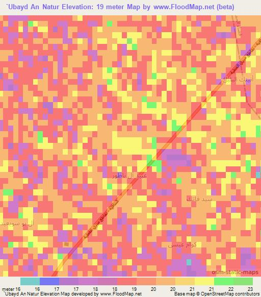 `Ubayd An Natur,Iraq Elevation Map