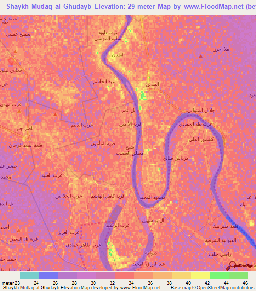 Shaykh Mutlaq al Ghudayb,Iraq Elevation Map