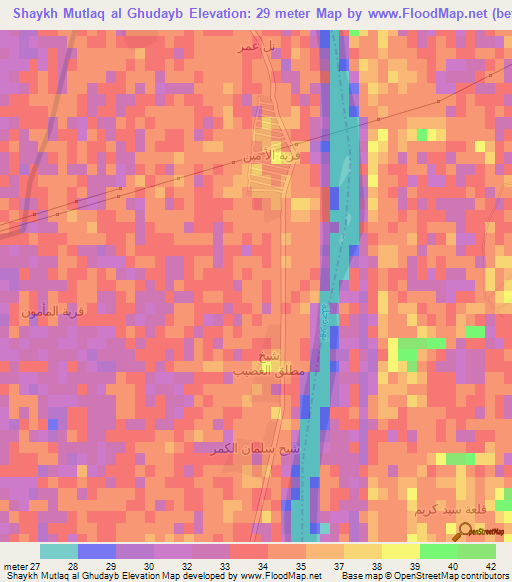 Shaykh Mutlaq al Ghudayb,Iraq Elevation Map