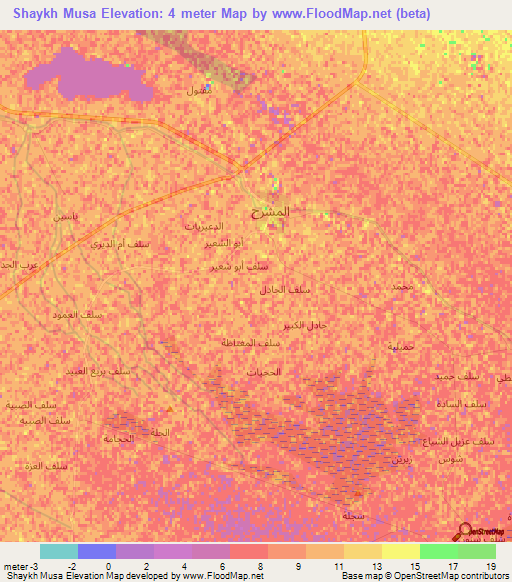 Shaykh Musa,Iraq Elevation Map