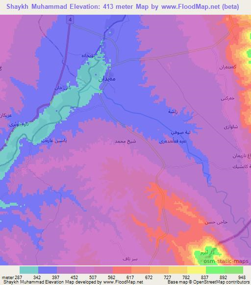 Shaykh Muhammad,Iraq Elevation Map