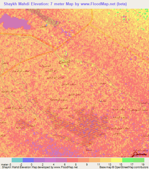 Shaykh Mahdi,Iraq Elevation Map