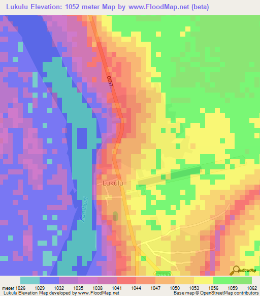 Lukulu,Zambia Elevation Map