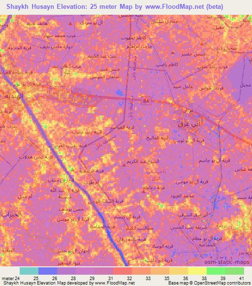 Shaykh Husayn,Iraq Elevation Map