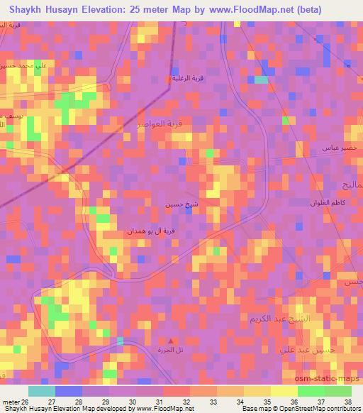 Shaykh Husayn,Iraq Elevation Map