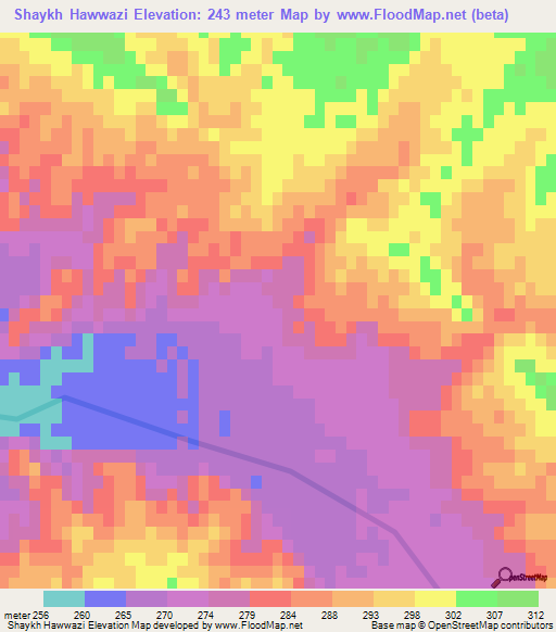 Shaykh Hawwazi,Iraq Elevation Map