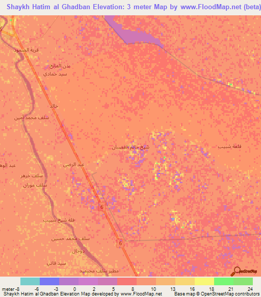 Shaykh Hatim al Ghadban,Iraq Elevation Map