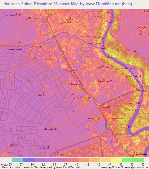 Hatim as Sultan,Iraq Elevation Map