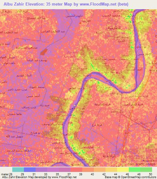 Albu Zahir,Iraq Elevation Map