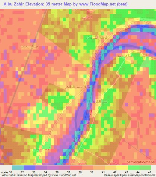 Albu Zahir,Iraq Elevation Map