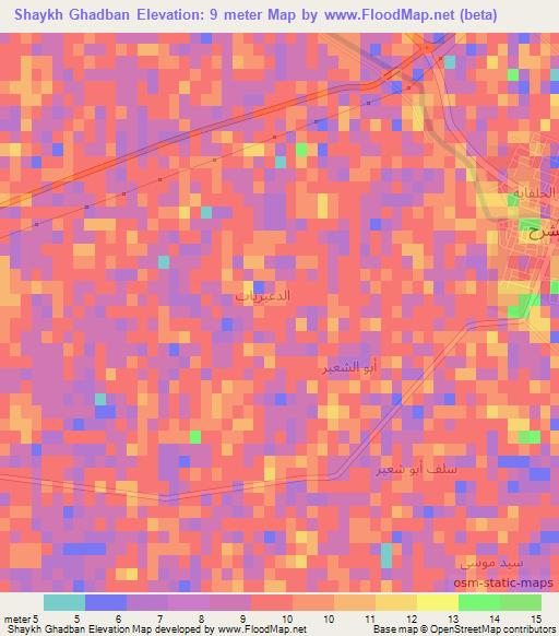 Shaykh Ghadban,Iraq Elevation Map