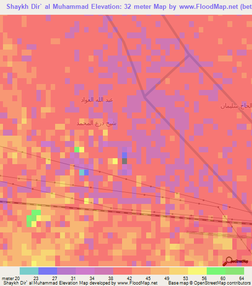 Shaykh Dir` al Muhammad,Iraq Elevation Map