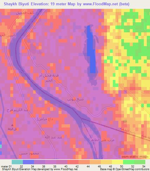 Shaykh Biyuti,Iraq Elevation Map