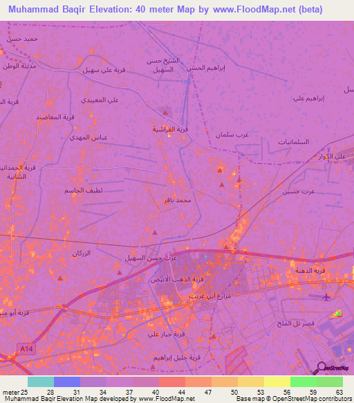 Muhammad Baqir,Iraq Elevation Map