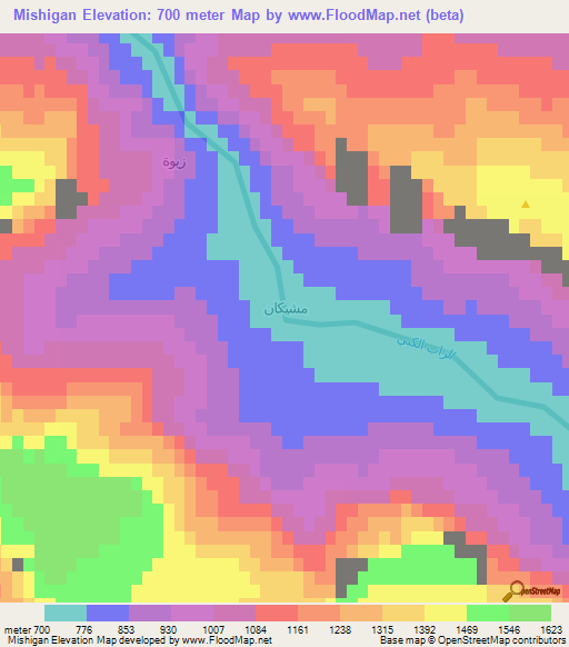 Mishigan,Iraq Elevation Map