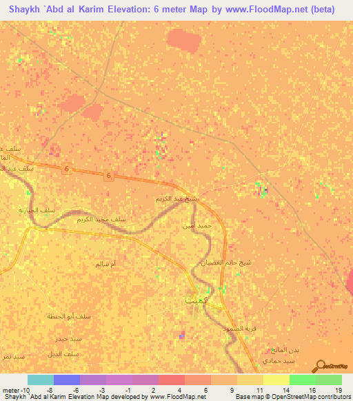 Shaykh `Abd al Karim,Iraq Elevation Map