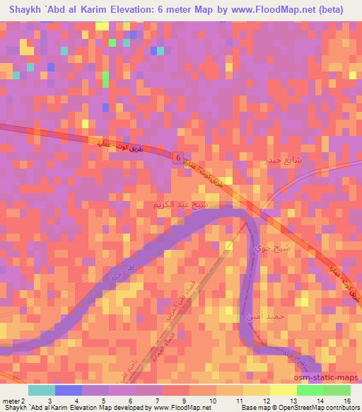 Shaykh `Abd al Karim,Iraq Elevation Map