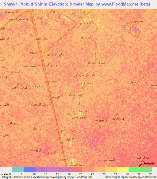 Shaykh `Abbud Shinin,Iraq Elevation Map