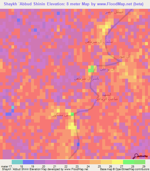 Shaykh `Abbud Shinin,Iraq Elevation Map