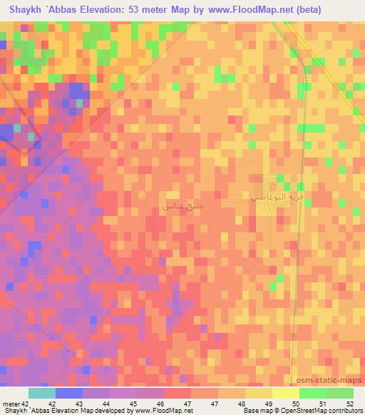Shaykh `Abbas,Iraq Elevation Map