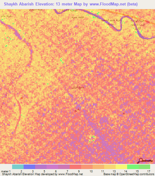 Shaykh Abarish,Iraq Elevation Map