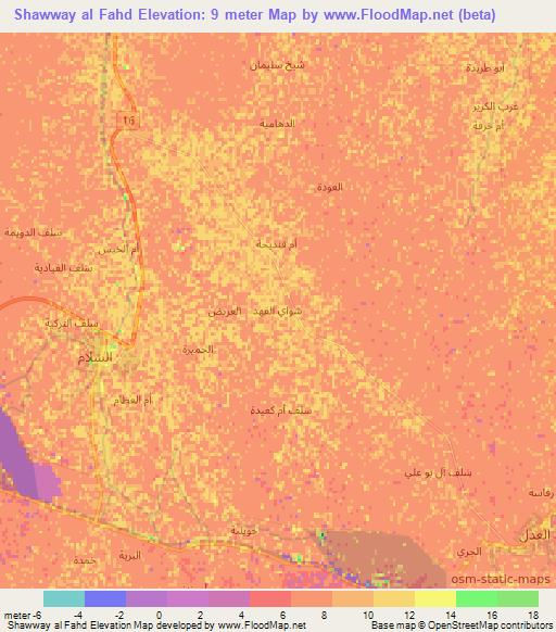 Shawway al Fahd,Iraq Elevation Map