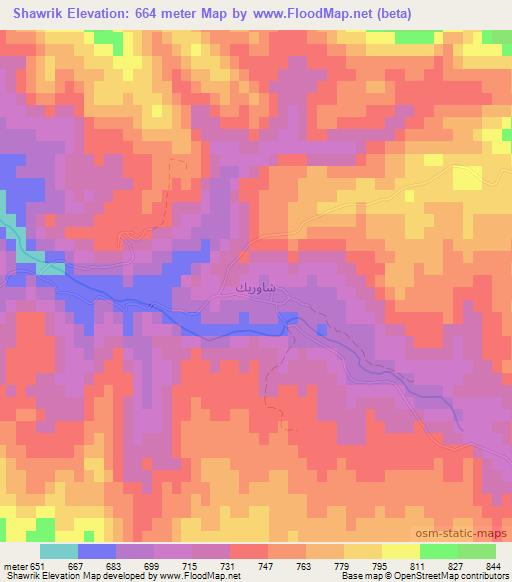 Shawrik,Iraq Elevation Map