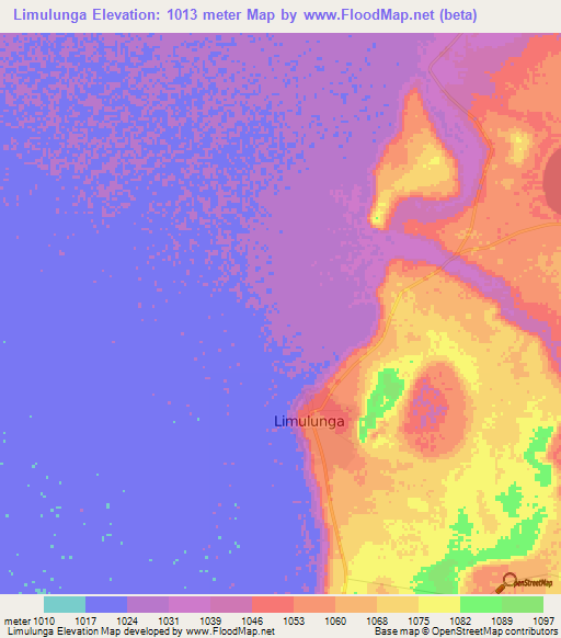 Limulunga,Zambia Elevation Map