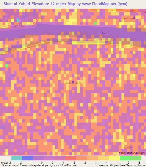 Shatt al Yahud,Iraq Elevation Map