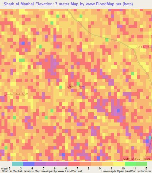 Shatb al Manhal,Iraq Elevation Map