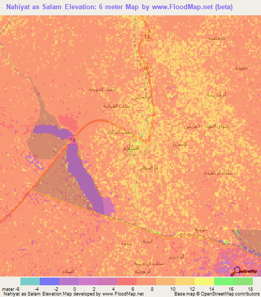 Nahiyat as Salam,Iraq Elevation Map