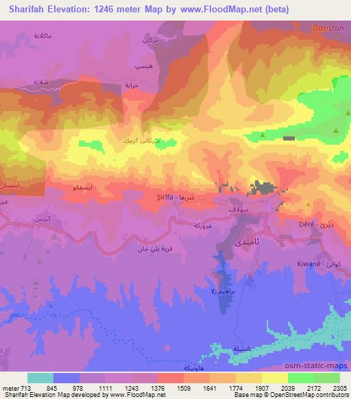 Sharifah,Iraq Elevation Map