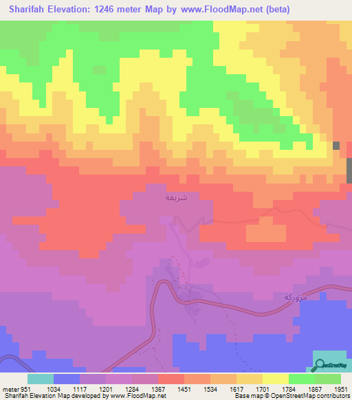 Sharifah,Iraq Elevation Map