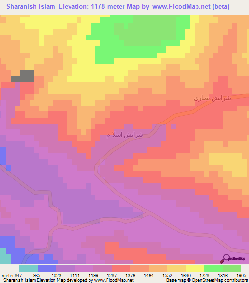 Sharanish Islam,Iraq Elevation Map