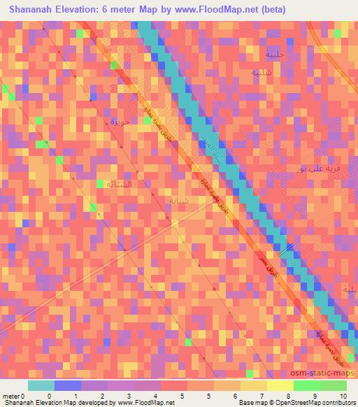 Shananah,Iraq Elevation Map