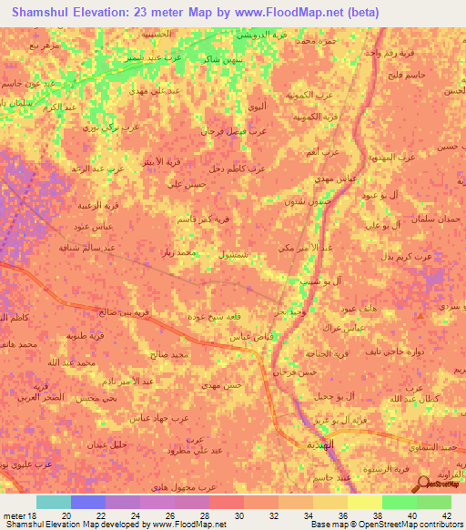 Shamshul,Iraq Elevation Map