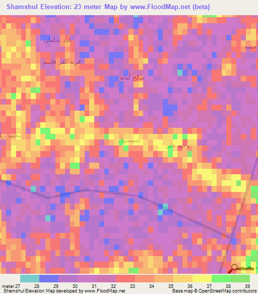 Shamshul,Iraq Elevation Map